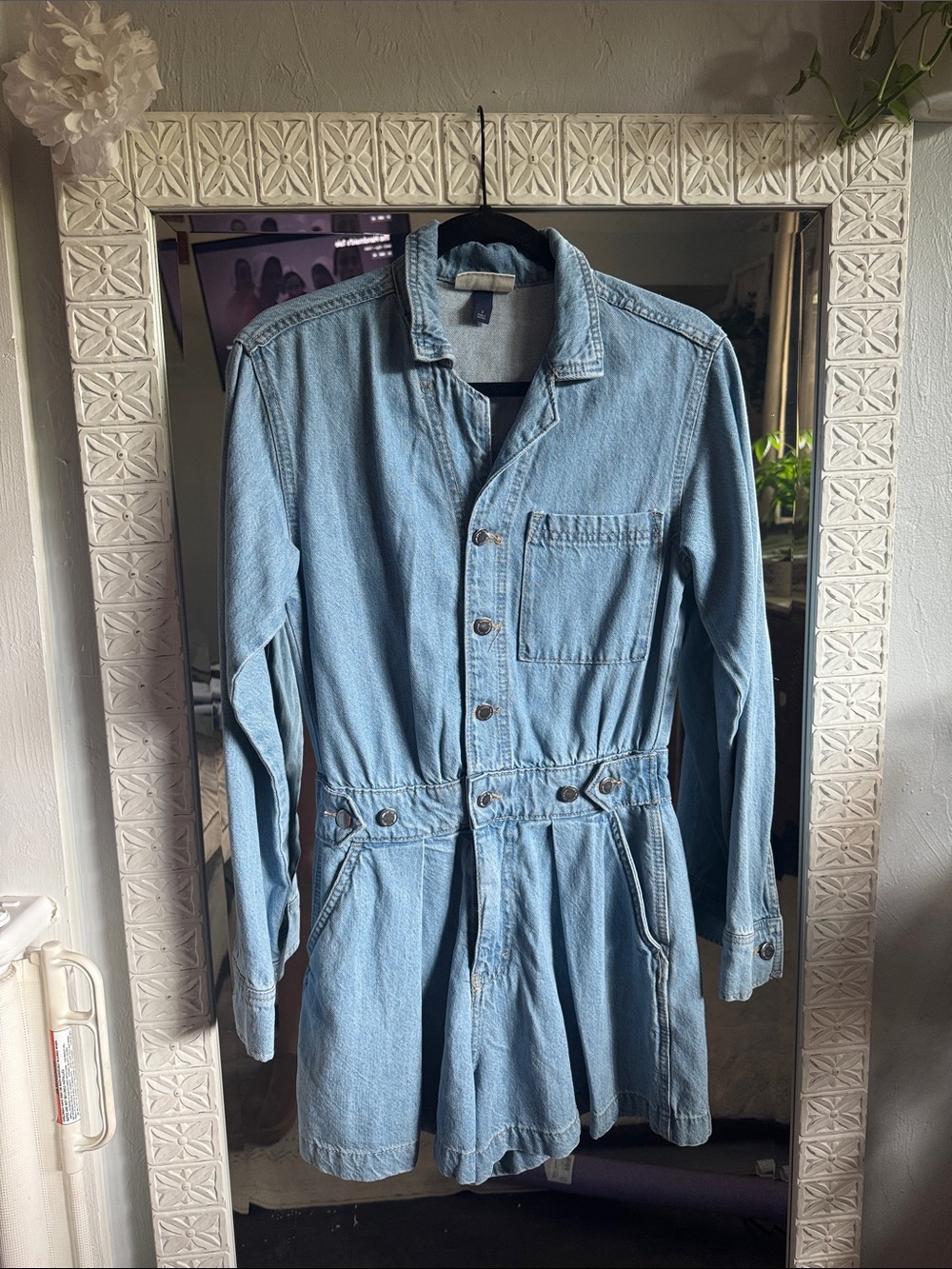 Light Blue Denim Jacket Dress - Women